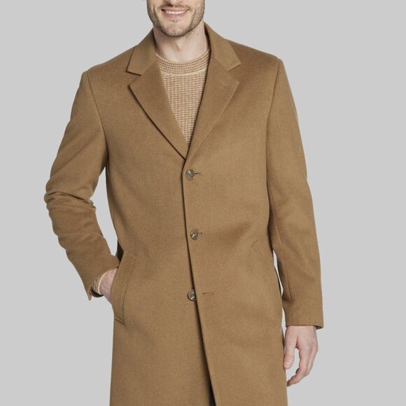 NEW Jos. A. Bank Camel Wool Blend Traditional Fit Top Coat 42R - Picture 1 of 9
